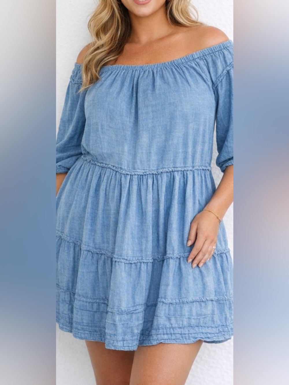 Polo Ralph Lauren Women’s 16 Plus Size Chambray Peasant Tunic Blue Boho